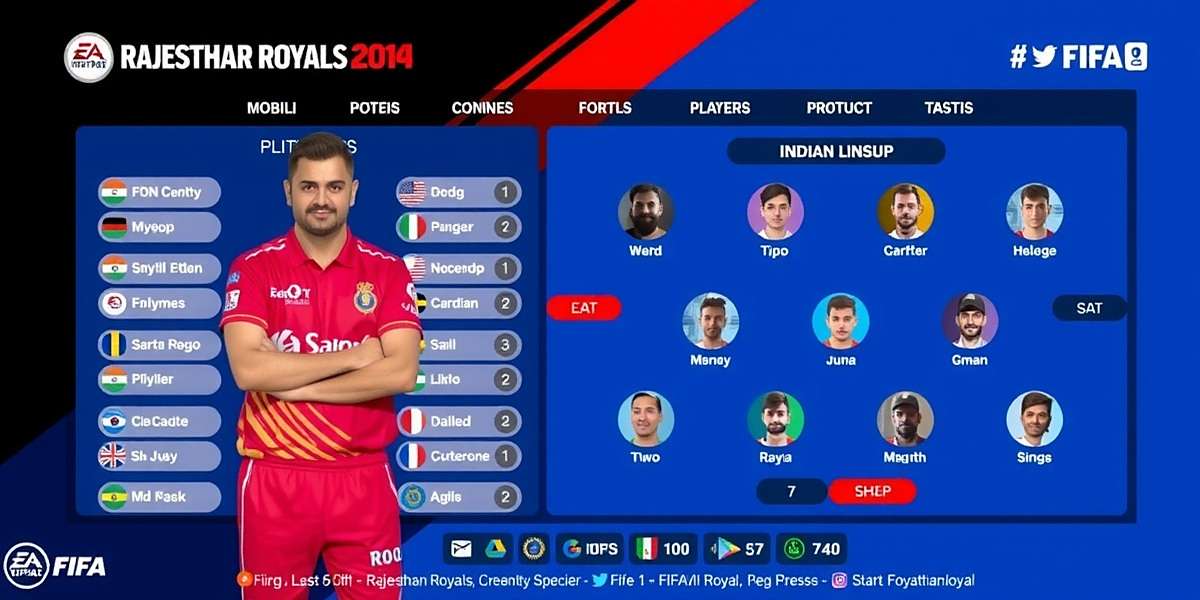 Rajasthan Royals FIFA team management screen showing Indian player lineup and tactics